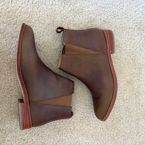 Nicole Brown Leather Chelsea Ankle Boots